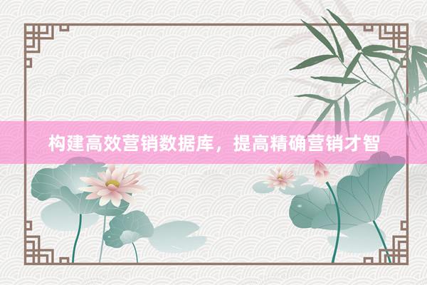 构建高效营销数据库，提高精确营销才智